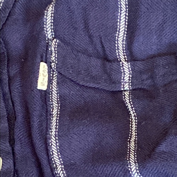 Levi's Blue and White Striped Cuffed Sleeve Button Down Shirt - Picture 3 of 10